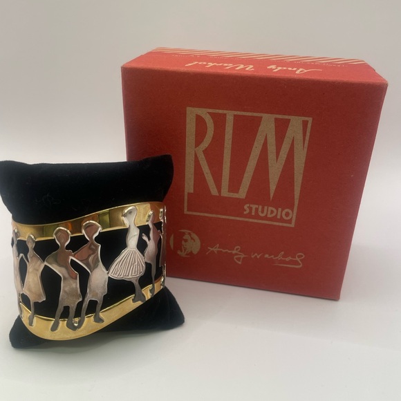 ANDY WARHOL inspired sterling silver & brass cuff - Picture 5 of 5